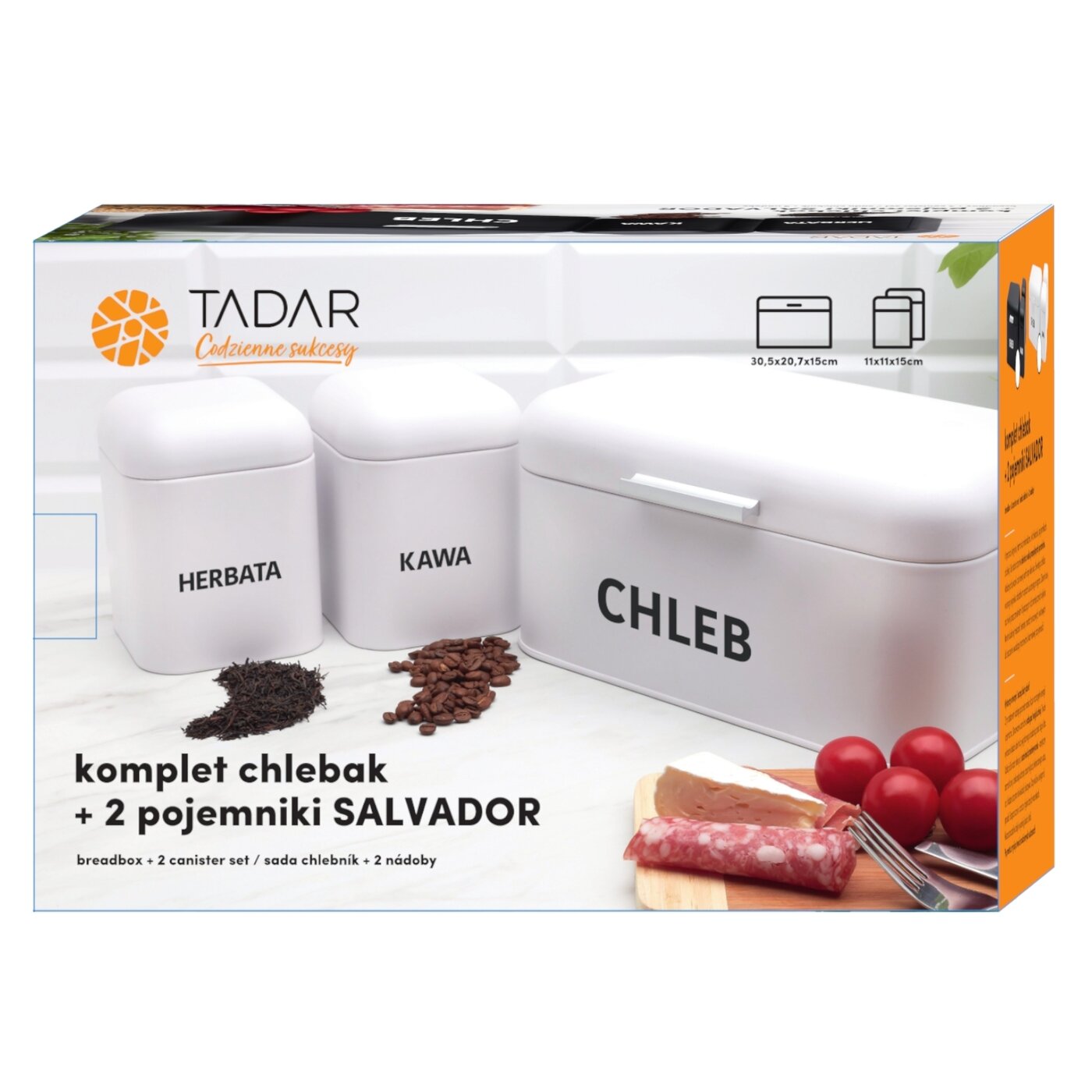 chlebak i dwa pojemniki - komplet nowy