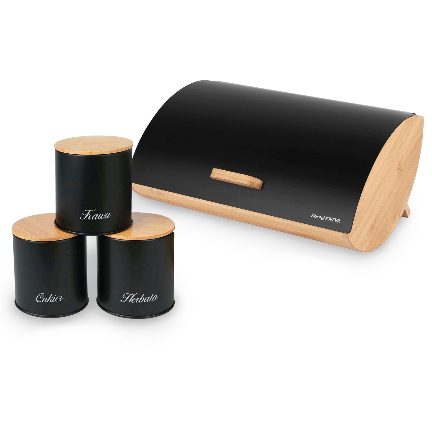 chlebak i 3 pojemniki - czarny lub biały - nowy