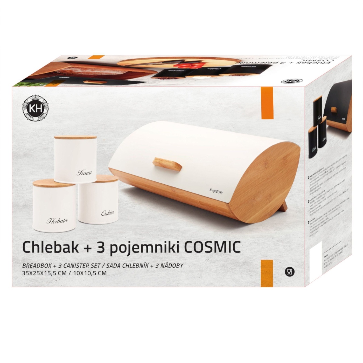 chlebak i 3 pojemniki - czarny lub biały - nowy