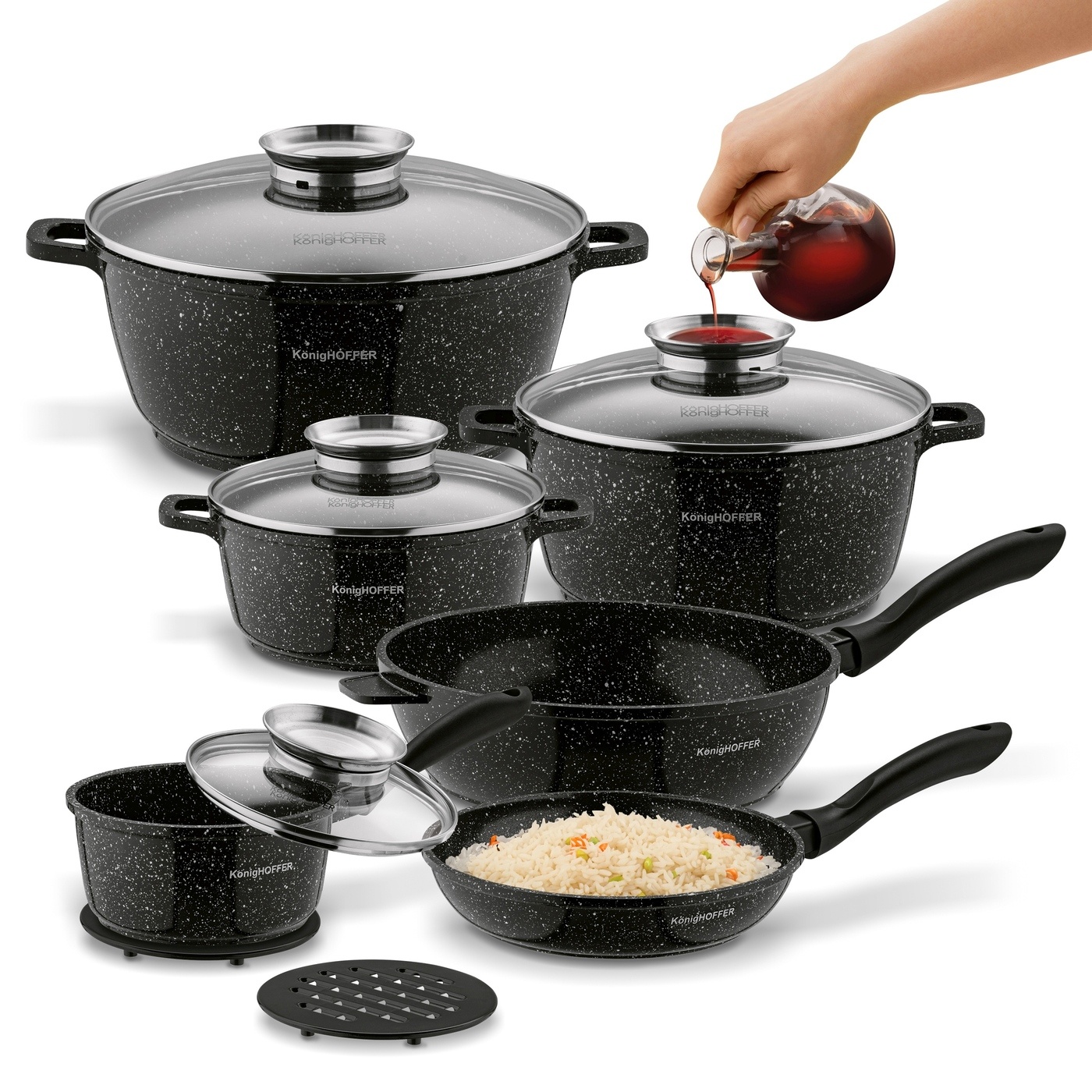 komplet garnków 10 elementów - NOWY