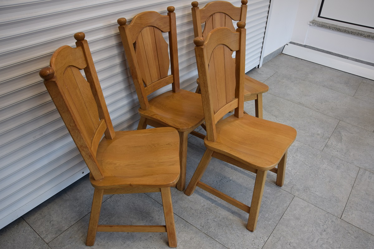 stół rozkładany i 4 krzesła - komplet z drewna dębowego - jak nowy