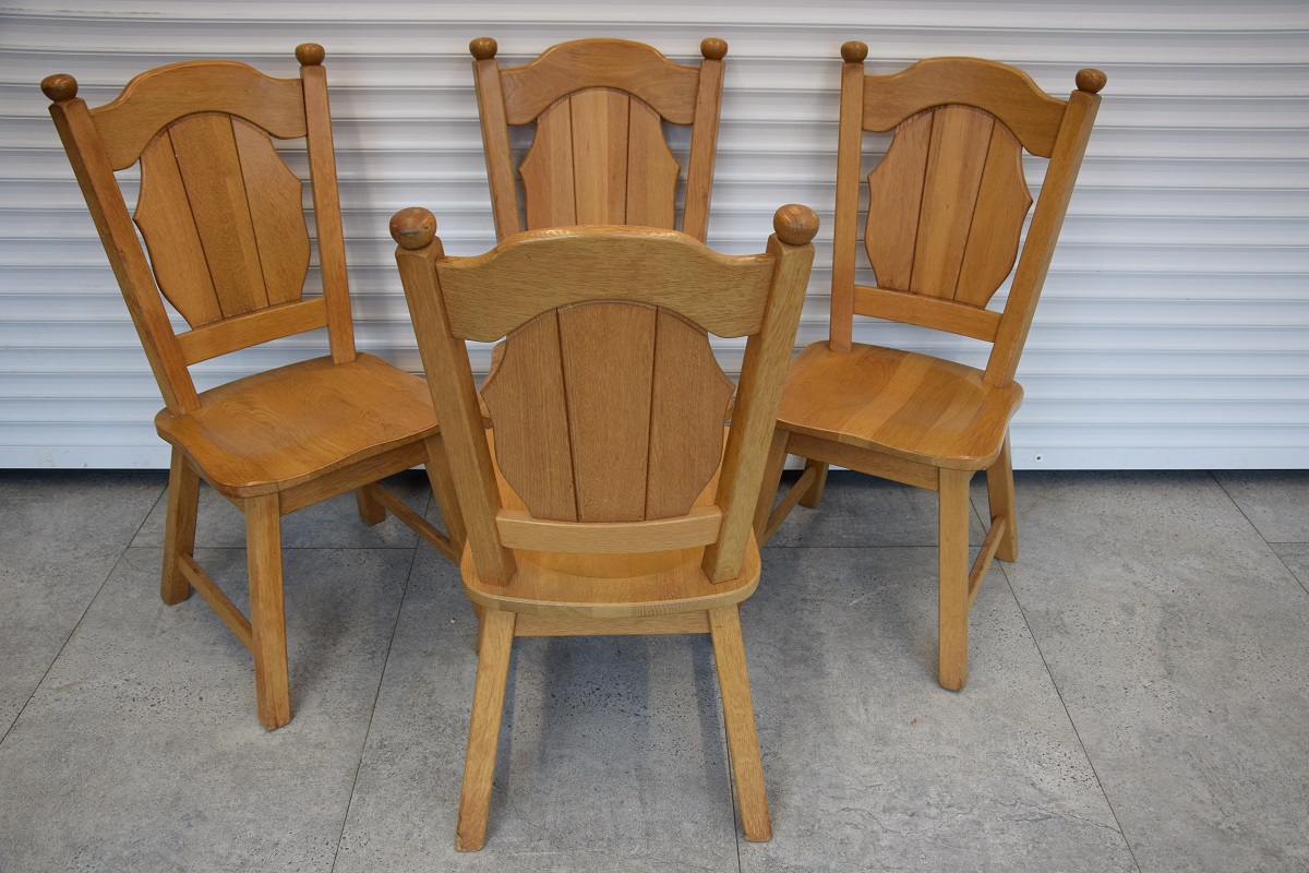 stół rozkładany i 4 krzesła - komplet z drewna dębowego - jak nowy