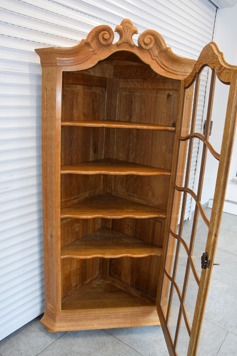 witryna narożna z drewna dębowego - jak nowa