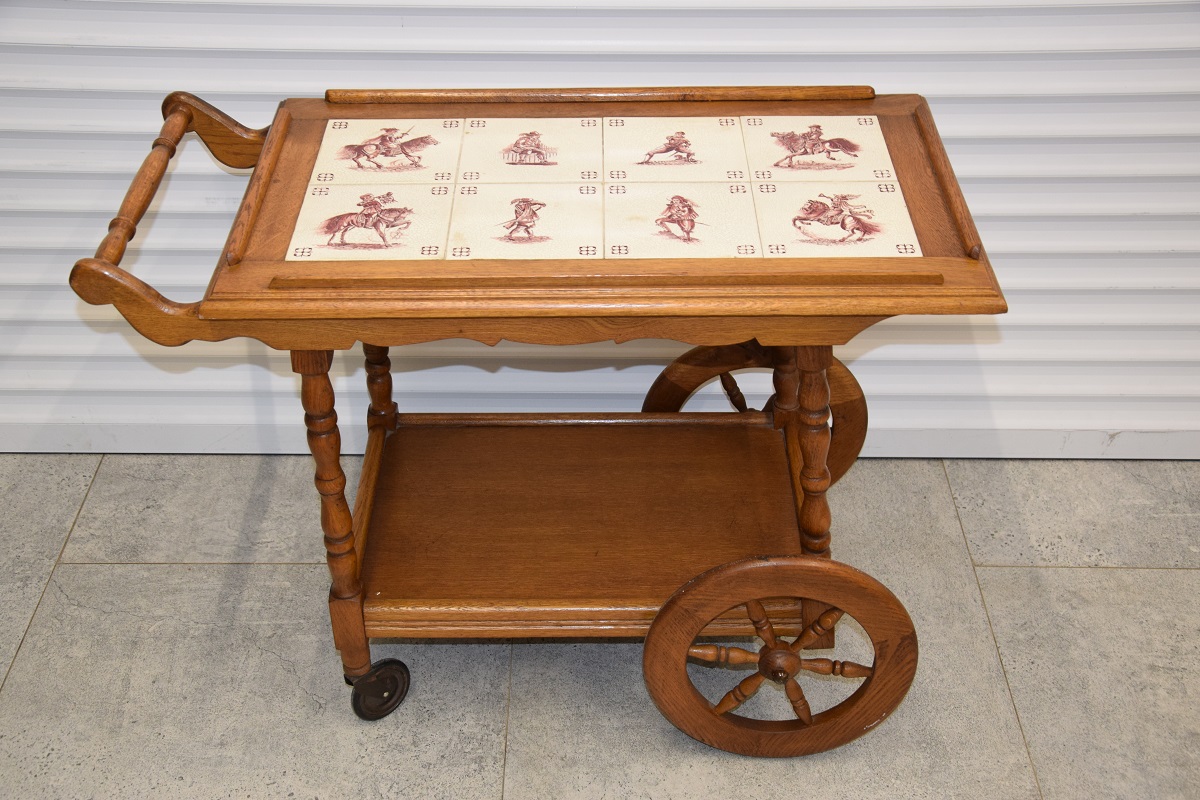 barek - stolik dębowy na kółkach - super stan