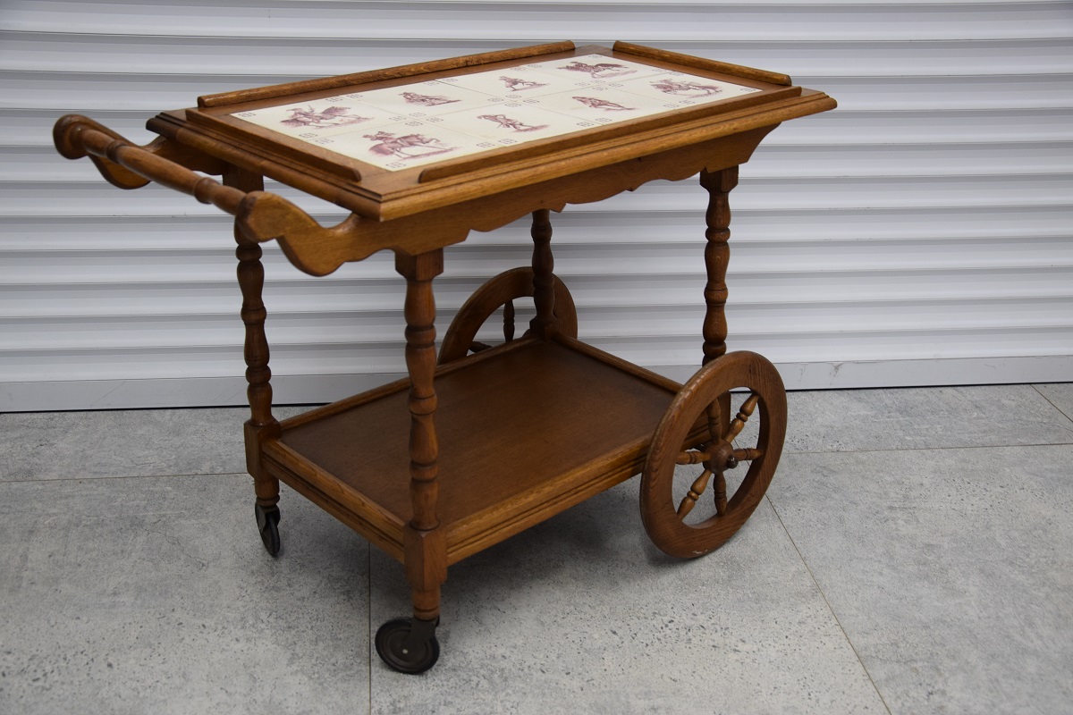 barek - stolik dębowy na kółkach - super stan