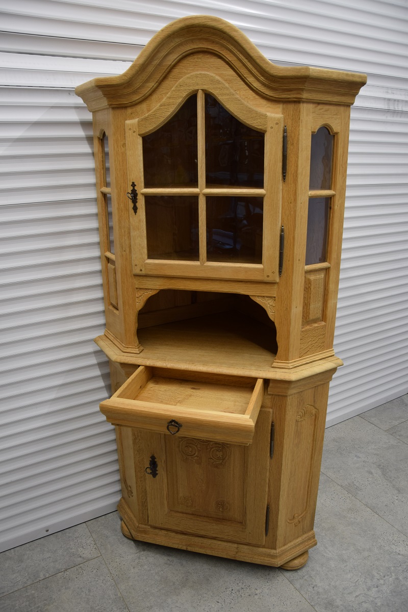 witryna narożna z drewna dębowego - jak nowa