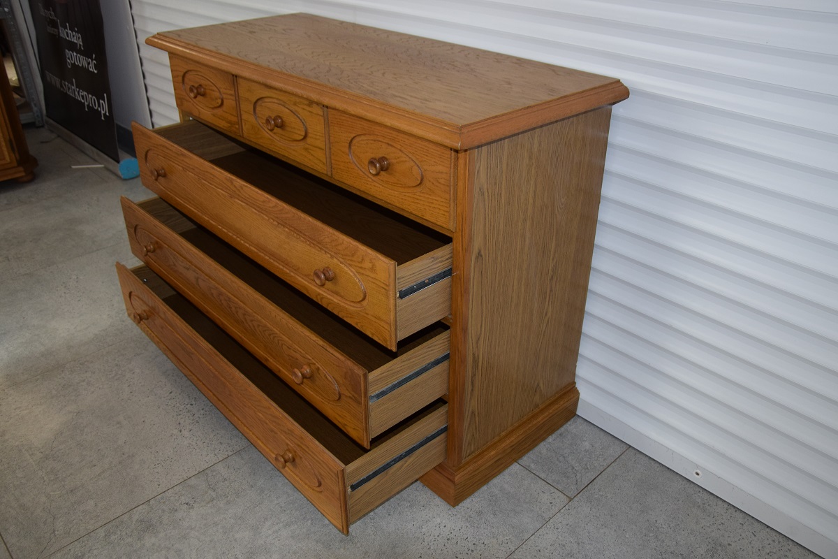 komoda dębowa z szufladami - jak nowa