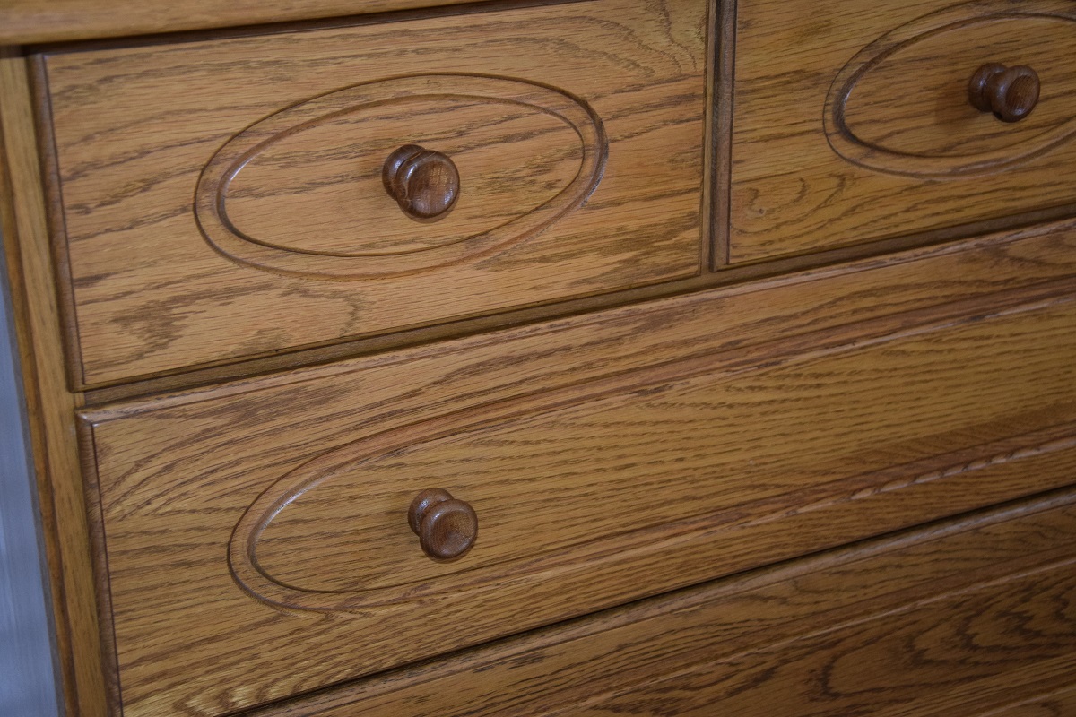komoda dębowa z szufladami - jak nowa